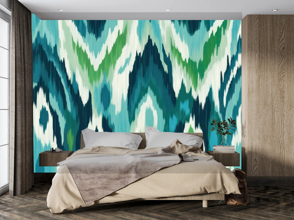 Ikat Ethnic Pastel Tones Wallpaper, Seamless Pattern Mural, Oversized Custom Size Wall Art, Non-Woven, Non-Adhesive, Modern Wall Paper, Removable