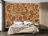 Brown Ikat Wallpaper, Seamless Pattern Mural, Oversized Custom Size Wall Art, Non-Woven, Non-Adhesive, Modern Wall Paper, Removable