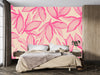 Pink Exotic Flowers Wallpaper, Seamless Pattern Mural, Oversized Custom Size Wall Art, Non-Woven, Non-Adhesive, Modern Wall Paper, Removable