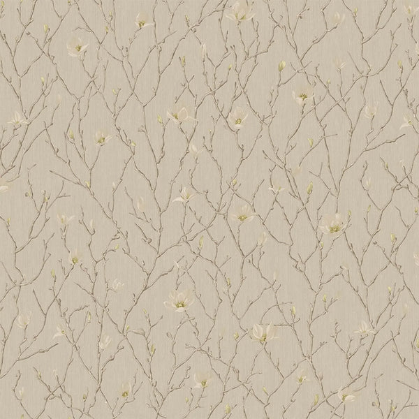 Beige Floral Blossom Embossed Wallpaper, Flower Branches Chinoiserie Wallcovering - Walloro High End Wallcoverings & More