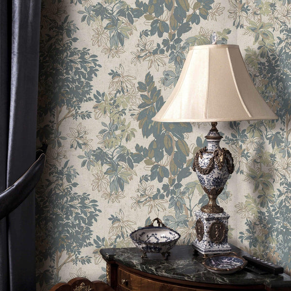 Beige, Green Elegant Embossed Leaf Pattern Wallpaper, 3D Textured Floral Plants Botanic Wall Paper - Adawall Wallpaper - Registered Trade Accounts Only, Wallpaper Wholesale Account - 9907-3 - Adawall Wholesale - Wallpaper Wholesaler