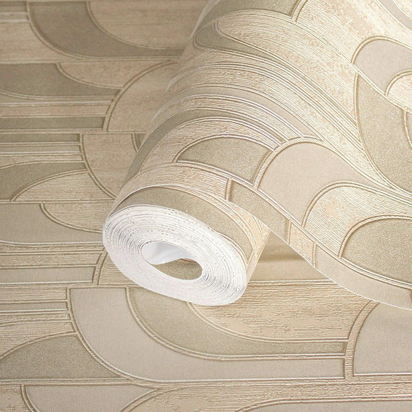 Beige Round Shapes Deep Embossed Wallpaper, Modern Geometric Flocked Wallcovering - Adawall Wallpaper - Registered Trade Accounts Only, Wallpaper Wholesale Account - 1209-3 - Adawall Wholesale - Wallpaper Wholesaler