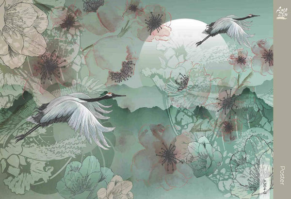 Birds Scene Wall Mural, Green Botanical Tropical Wallpaper, Nature, Customized Wall Mural, Durable, Non - Woven Wall Paper, Non - Adhesive, Removable - Adawall Wallpaper - Registered Trade Accounts Only, Wallpaper Wholesale Account - A304-3 - Adawall Wholesale - Wallpaper Wholesaler