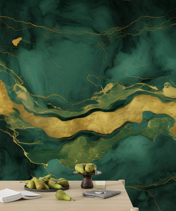 Black and Green Marble Wallpaper, Abstract Mural, Oversized Custom Size Wall Art, Non - Woven, Non - Adhesive, Modern Wall Paper, Removable - Adawall Wallpaper - Registered Trade Accounts Only, Wallpaper Wholesale Account - W77920 - Adawall Wholesale - Wallpaper Wholesaler