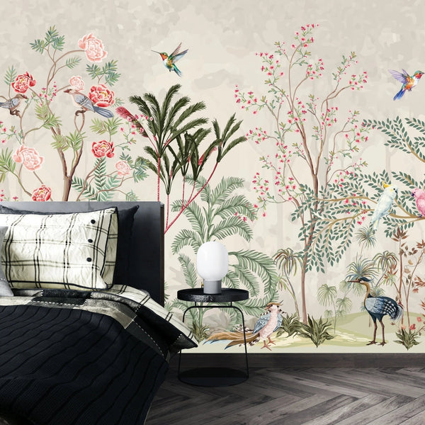 Blossom Trees Wallpaper, Sparrows Mural, Oversized Custom Size Wall Art, Non - Woven, Non - Adhesive, Modern Wall Paper, Removable - Adawall Wallpaper - Registered Trade Accounts Only, Wallpaper Wholesale Account - W77689 - Adawall Wholesale - Wallpaper Wholesaler
