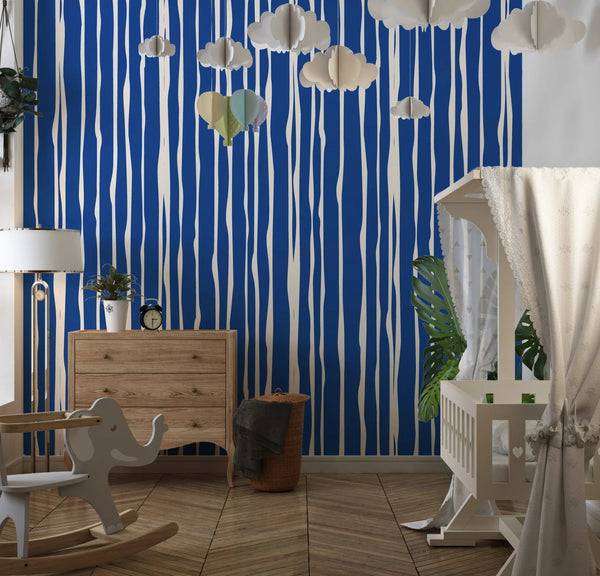 Blue and White Stripes Wallpaper, Seamless Pattern Mural, Oversized Custom Size Wall Art, Non - Woven, Non - Adhesive, Modern Wall Paper, Removable - Adawall Wallpaper - Registered Trade Accounts Only, Wallpaper Wholesale Account - W78070 - Adawall Wholesale - Wallpaper Wholesaler