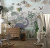 Blue Dino World Wallpaper, Jungle Mural, Oversized Custom Size Wall Art, Non - Woven, Non - Adhesive, Modern Wall Paper, Removable - Adawall Wallpaper - Registered Trade Accounts Only, Wallpaper Wholesale Account - W77756 - Adawall Wholesale - Wallpaper Wholesaler
