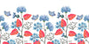 Blue Flowers, Red Leaves Wallpaper, Seamless Pattern Mural, Oversized Custom Size Wall Art, Non - Woven, Non - Adhesive, Modern Wall Paper, Removable - Adawall Wallpaper - Registered Trade Accounts Only, Wallpaper Wholesale Account - W78015 - Adawall Wholesale - Wallpaper Wholesaler