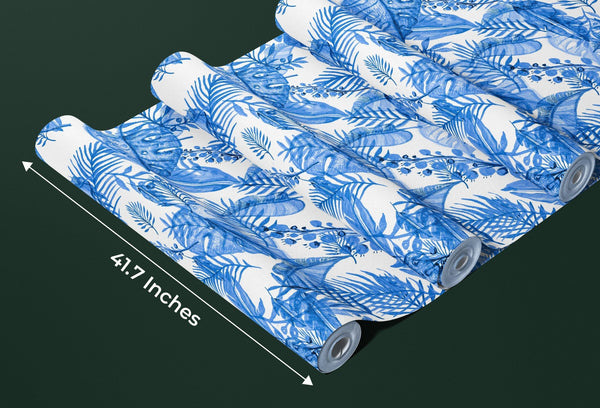 Blue Tropic Plants Wallpaper, Aquamarine Tropical Mural, Oversized Custom Size Wall Art, Non - Woven, Non - Adhesive, Modern Wall Paper, Removable - Adawall Wallpaper - Registered Trade Accounts Only, Wallpaper Wholesale Account - W77554 - Adawall Wholesale - Wallpaper Wholesaler