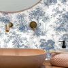 Blue Tropical Toile Textured Wallpaper, Stylish Plants Animals Jungle Forest Theme Wallcovering - Adawall Wallpaper - Registered Trade Accounts Only, Wallpaper Wholesale Account - 9909-2 - Adawall Wholesale - Wallpaper Wholesaler