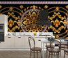 Border with Golden Baroque Wallpaper, Black Background Mural, Oversized Custom Size Wall Art, Non - Woven, Non - Adhesive, Modern Wall Paper, Removable - Adawall Wallpaper - Registered Trade Accounts Only, Wallpaper Wholesale Account - W77692 - Adawall Wholesale - Wallpaper Wholesaler