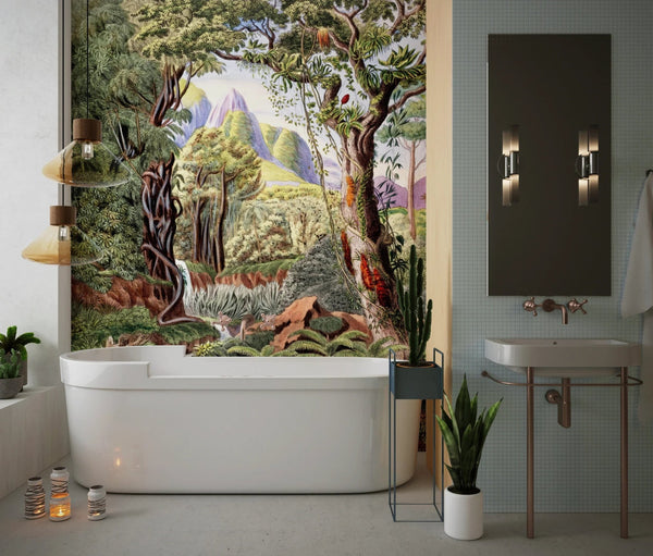 Botanical Wallpaper, Colorful Jungle Scene Mural, Oversized Custom Size Wall Art, Non - Woven, Non - Adhesive, Modern Wall Paper, Removable - Adawall Wallpaper - Registered Trade Accounts Only, Wallpaper Wholesale Account - W77669 - Adawall Wholesale - Wallpaper Wholesaler