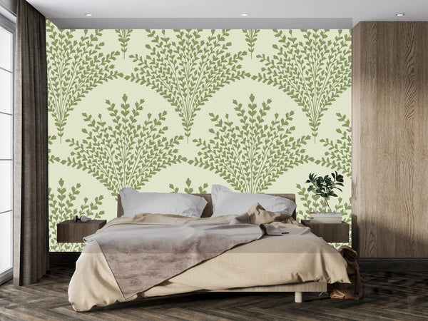 Bouquet of Leaves Wallpaper, Pastel Green Mural, Oversized Custom Size Wall Art, Non - Woven, Non - Adhesive, Modern Wall Paper, Removable - Adawall Wallpaper - Registered Trade Accounts Only, Wallpaper Wholesale Account - W77556 - Adawall Wholesale - Wallpaper Wholesaler