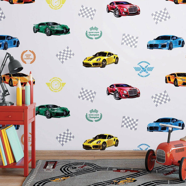 Boys Car Themed Textured Wallpaper, Boys Bedroom Wall Paper, Nursery Wallpaper, 114 sq ft, Cars Wall Decor, Kids Room Wallpaper, White - Adawall Wallpaper - Registered Trade Accounts Only, Wallpaper Wholesale Account - 8909-2 - Adawall Wholesale - Wallpaper Wholesaler