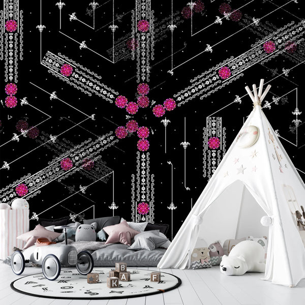 Digitally Design Wallpaper, Abstract Geometric Mural, Oversized Custom Size Wall Art, Non-Woven, Non-Adhesive, Modern Wall Paper, Removable