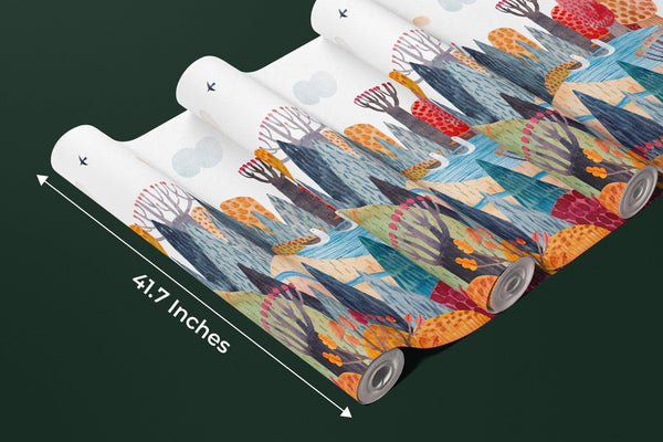 Bright Autumn Wallpaper, Village Mural, Oversized Custom Size Wall Art, Non - Woven, Non - Adhesive, Modern Wall Paper, Removable - Adawall Wallpaper - Registered Trade Accounts Only, Wallpaper Wholesale Account - W77944 - Adawall Wholesale - Wallpaper Wholesaler