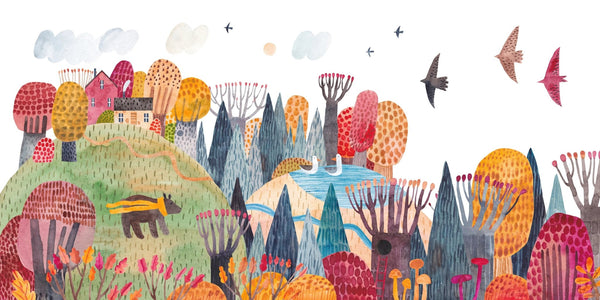 Bright Autumn Wallpaper, Village Mural, Oversized Custom Size Wall Art, Non - Woven, Non - Adhesive, Modern Wall Paper, Removable - Adawall Wallpaper - Registered Trade Accounts Only, Wallpaper Wholesale Account - W77944 - Adawall Wholesale - Wallpaper Wholesaler