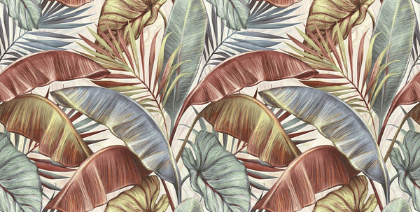 Brown and Green Leaves Wallpaper, Natural Wall Mural, Oversized Custom Size Wall Art, Non - Woven, Non - Adhesive, Modern Wall Paper, Removable - Adawall Wallpaper - Registered Trade Accounts Only, Wallpaper Wholesale Account - W77491 - Adawall Wholesale - Wallpaper Wholesaler