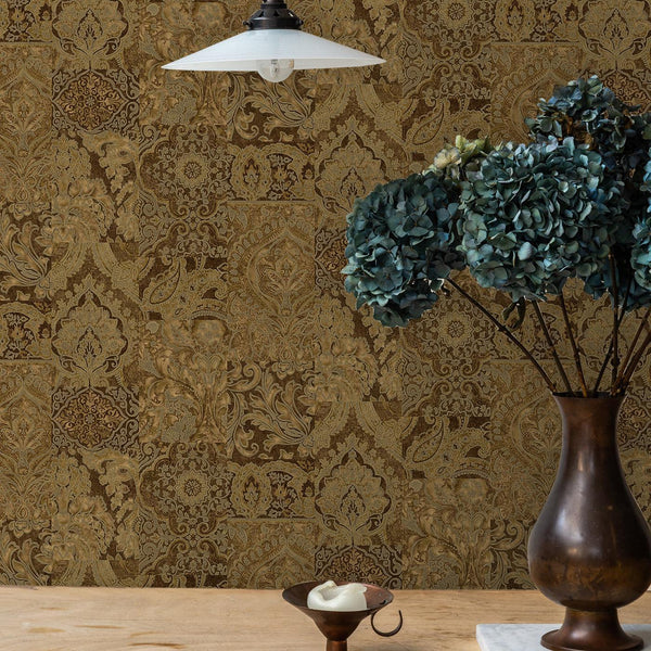 Brown Elegant Patchwork Deep Embossed Wallpaper, 3D Textured Luxury Damask Wallcovering - Adawall Wallpaper - Registered Trade Accounts Only, Wallpaper Wholesale Account - 9911-4 - Adawall Wholesale - Wallpaper Wholesaler