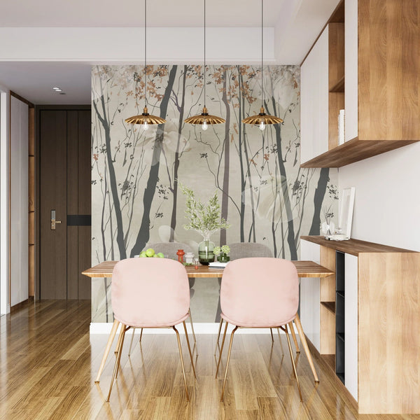 Brown Floral Wallpaper, Trees Mural, Oversized Custom Size Wall Art, Non - Woven, Non - Adhesive, Modern Wall Paper, Removable - Adawall Wallpaper - Registered Trade Accounts Only, Wallpaper Wholesale Account - W77599 - Adawall Wholesale - Wallpaper Wholesaler
