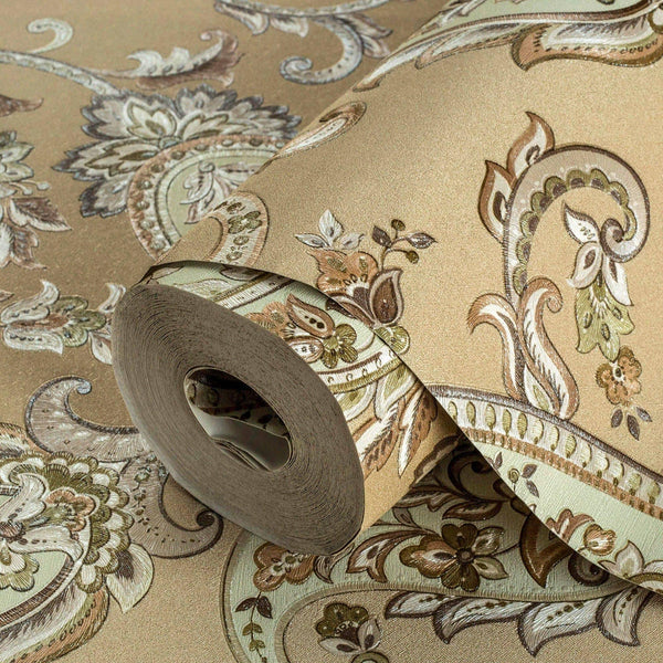Brown Luxury Paisley Deep Embossed Wallpaper, Traditional Rich Textured Wallcovering - Adawall Wallpaper - Registered Trade Accounts Only, Wallpaper Wholesale Account - 9903-4 - Adawall Wholesale - Wallpaper Wholesaler