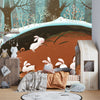 Bunnies and Bear Wallpaper, Sleeping in the Den Mural, Oversized Custom Size Wall Art, Non - Woven, Non - Adhesive, Modern Wall Paper, Removable - Adawall Wallpaper - Registered Trade Accounts Only, Wallpaper Wholesale Account - W78153 - Adawall Wholesale - Wallpaper Wholesaler