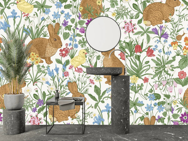 Bunnies and Chicks Wallpaper, Seamless Pattern Mural, Oversized Custom Size Wall Art, Non - Woven, Non - Adhesive, Modern Wall Paper, Removable - Adawall Wallpaper - Registered Trade Accounts Only, Wallpaper Wholesale Account - W78069 - Adawall Wholesale - Wallpaper Wholesaler