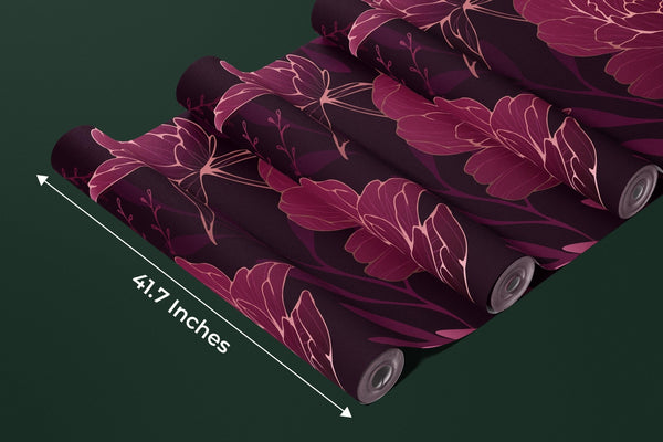Burgundy Peonies Wallpaper, Luxury Mural, Oversized Custom Size Wall Art, Non - Woven, Non - Adhesive, Modern Wall Paper, Removable - Adawall Wallpaper - Registered Trade Accounts Only, Wallpaper Wholesale Account - W77931 - Adawall Wholesale - Wallpaper Wholesaler