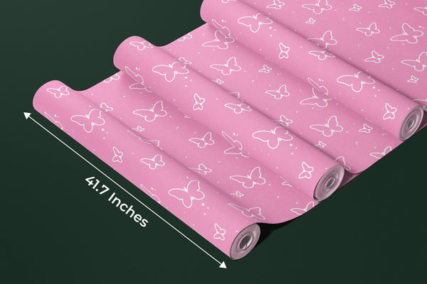 Butterflies, Pink Background Wallpaper, Seamless Pattern Mural, Oversized Custom Size Wall Art, Non - Woven, Non - Adhesive, Modern Wall Paper, Removable - Adawall Wallpaper - Registered Trade Accounts Only, Wallpaper Wholesale Account - W78017 - Adawall Wholesale - Wallpaper Wholesaler