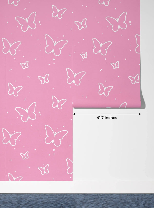 Butterflies, Pink Background Wallpaper, Seamless Pattern Mural, Oversized Custom Size Wall Art, Non - Woven, Non - Adhesive, Modern Wall Paper, Removable - Adawall Wallpaper - Registered Trade Accounts Only, Wallpaper Wholesale Account - W78017 - Adawall Wholesale - Wallpaper Wholesaler