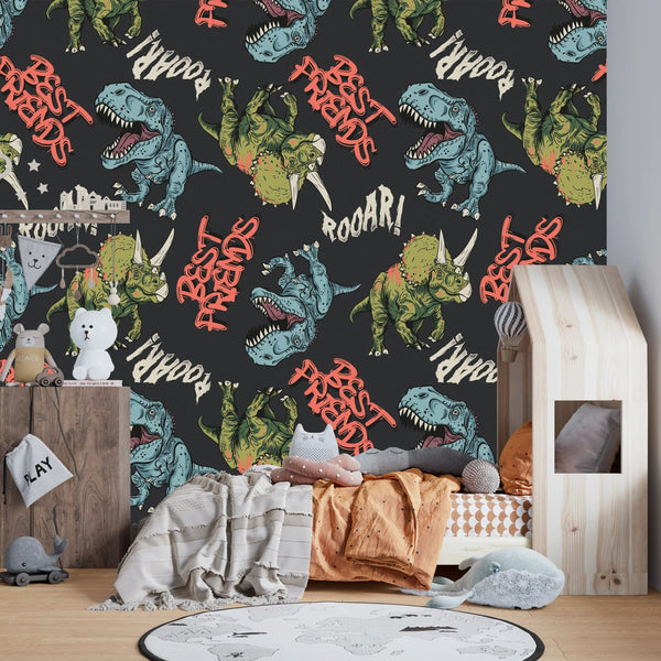 Cartoon Dinosaurs Wallpaper, Seamless Pattern Mural, Oversized Custom Size Wall Art, Non - Woven, Non - Adhesive, Modern Wall Paper, Removable - Adawall Wallpaper - Registered Trade Accounts Only, Wallpaper Wholesale Account - W77551 - Adawall Wholesale - Wallpaper Wholesaler