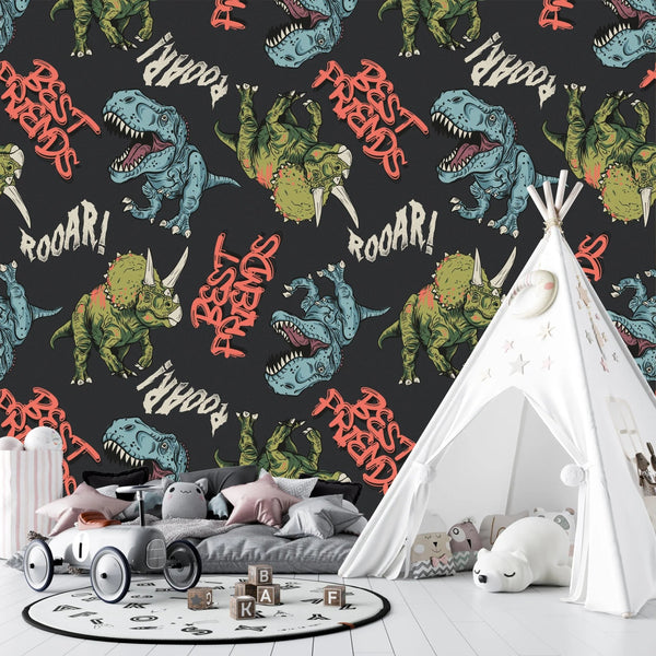 Cartoon Dinosaurs Wallpaper, Seamless Pattern Mural, Oversized Custom Size Wall Art, Non - Woven, Non - Adhesive, Modern Wall Paper, Removable - Adawall Wallpaper - Registered Trade Accounts Only, Wallpaper Wholesale Account - W77551 - Adawall Wholesale - Wallpaper Wholesaler
