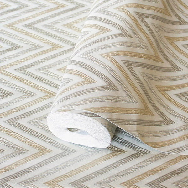 Chevron Wallpaper, Off White, Silver Geometric Deep Embossed Zigzag Pattern Geometric Wallcovering - Adawall Wallpaper - Registered Trade Accounts Only, Wallpaper Wholesale Account - 1509-3 - Adawall Wholesale - Wallpaper Wholesaler
