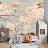 Childrens World Map Wallpaper, Retro Mural, Oversized Custom Size Wall Art, Non - Woven, Non - Adhesive, Modern Wall Paper, Removable - Adawall Wallpaper - Registered Trade Accounts Only, Wallpaper Wholesale Account - W77649 - Adawall Wholesale - Wallpaper Wholesaler