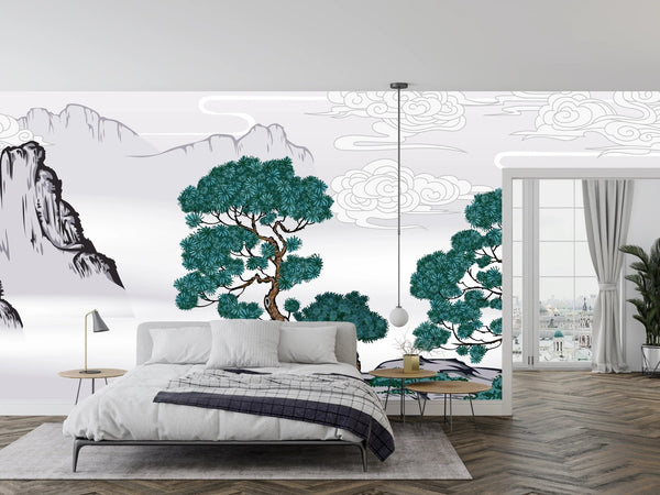 Chinese Painting Wallpaper, Classic Landscape Mountains Mural, Oversized Custom Size Wall Art, Non - Woven, Non - Adhesive, Modern Wall Paper, Removable - Adawall Wallpaper - Registered Trade Accounts Only, Wallpaper Wholesale Account - W77700 - Adawall Wholesale - Wallpaper Wholesaler
