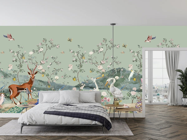Chinoiserie, Birds Wallpaper, Seamless Pattern Mural, Oversized Custom Size Wall Art, Non - Woven, Non - Adhesive, Modern Wall Paper, Removable - Adawall Wallpaper - Registered Trade Accounts Only, Wallpaper Wholesale Account - W78089 - Adawall Wholesale - Wallpaper Wholesaler