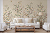 Chinoiserie Floral Blossoms Wall Mural, Green Botanical Tree Flowers Wallpaper, Custom Size Wall Covering, Non - Woven, Non - Adhesive, Removable, Washable - Adawall Wallpaper - Registered Trade Accounts Only, Wallpaper Wholesale Account - FJ303-3 - Adawall Wholesale - Wallpaper Wholesaler