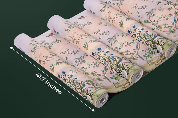 Chinoiserie Wallpaper, Floral Trees Mural, Oversized Custom Size Wall Art, Non - Woven, Non - Adhesive, Modern Wall Paper, Removable - Adawall Wallpaper - Registered Trade Accounts Only, Wallpaper Wholesale Account - W77716 - Adawall Wholesale - Wallpaper Wholesaler