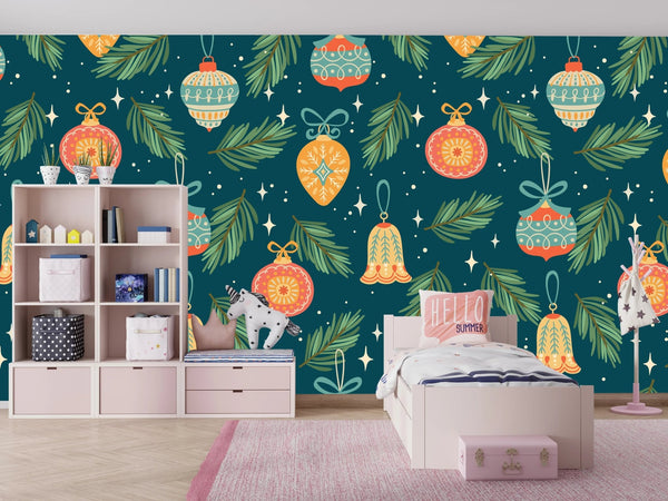 Christmas Decorations Wallpaper, Seamless Pattern Mural, Oversized Custom Size Wall Art, Non - Woven, Non - Adhesive, Modern Wall Paper, Removable - Adawall Wallpaper - Registered Trade Accounts Only, Wallpaper Wholesale Account - W78050 - Adawall Wholesale - Wallpaper Wholesaler