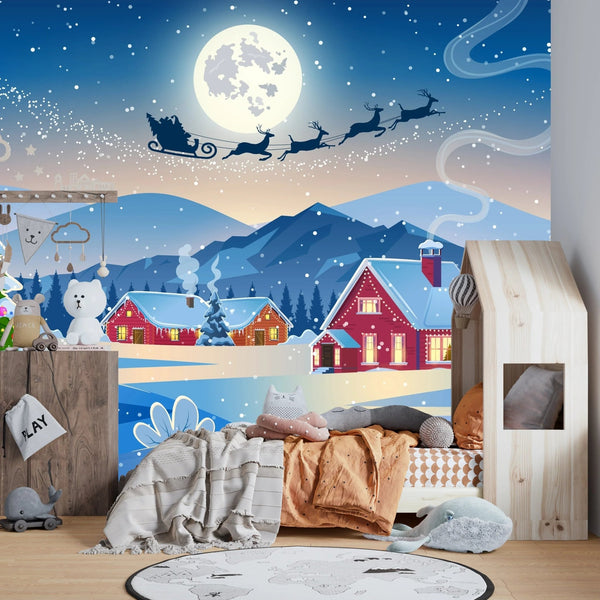 Christmas, Santa Wallpaper, Winter Landscape Mural, Oversized Custom Size Wall Art, Non - Woven, Non - Adhesive, Modern Wall Paper, Removable - Adawall Wallpaper - Registered Trade Accounts Only, Wallpaper Wholesale Account - W78122 - Adawall Wholesale - Wallpaper Wholesaler