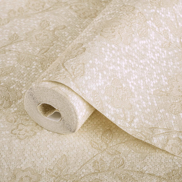 Circle Deep Embossed Vanilla Flowered Embossed Wallpaper, Home Wall Decor, Aesthetic Wallpaper, Textured Wallcovering Non - Adhesive - Adawall Wallpaper - Registered Trade Accounts Only, Wallpaper Wholesale Account - 1010-3 - Adawall Wholesale - Wallpaper Wholesaler