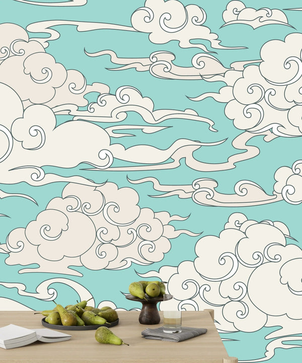 Clouds, Blue Background Wallpaper, Seamless Pattern Mural, Oversized Custom Size Wall Art, Non - Woven, Non - Adhesive, Modern Wall Paper, Removable - Adawall Wallpaper - Registered Trade Accounts Only, Wallpaper Wholesale Account - W77694 - Adawall Wholesale - Wallpaper Wholesaler