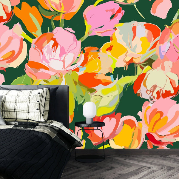 Colorful Bright Floral Wallpaper, Seamless Pattern Mural, Oversized Custom Size Wall Art, Non - Woven, Non - Adhesive, Modern Wall Paper, Removable - Adawall Wallpaper - Registered Trade Accounts Only, Wallpaper Wholesale Account - W78077 - Adawall Wholesale - Wallpaper Wholesaler