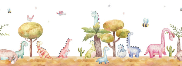 Colorful Dinosaurs, Trees Wallpaper, Seamless Pattern Mural, Oversized Custom Size Wall Art, Non - Woven, Non - Adhesive, Modern Wall Paper, Removable - Adawall Wallpaper - Registered Trade Accounts Only, Wallpaper Wholesale Account - W77953 - Adawall Wholesale - Wallpaper Wholesaler