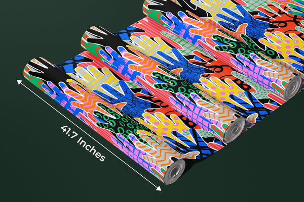 Colorful Diversed People Hand Wallpaper, Seamless Pattern Mural, Oversized Custom Size Wall Art, Non - Woven, Non - Adhesive, Modern Wall Paper, Removable - Adawall Wallpaper - Registered Trade Accounts Only, Wallpaper Wholesale Account - W78201 - Adawall Wholesale - Wallpaper Wholesaler