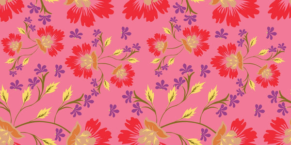 Colorful Floral, Pink Background Wallpaper, Seamless Pattern Mural, Oversized Custom Size Wall Art, Non - Woven, Non - Adhesive, Modern Wall Paper, Removable - Adawall Wallpaper - Registered Trade Accounts Only, Wallpaper Wholesale Account - W78008 - Adawall Wholesale - Wallpaper Wholesaler