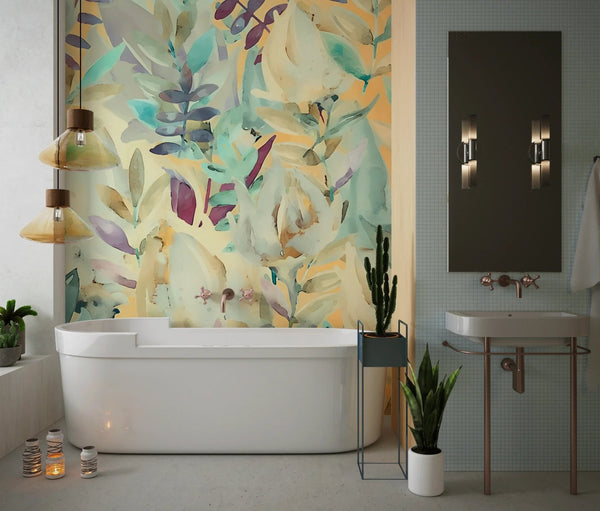Colorful Flowers Wallpaper, Watercolor Mural, Oversized Custom Size Wall Art, Non - Woven, Non - Adhesive, Modern Wall Paper, Removable - Adawall Wallpaper - Registered Trade Accounts Only, Wallpaper Wholesale Account - W78001 - Adawall Wholesale - Wallpaper Wholesaler