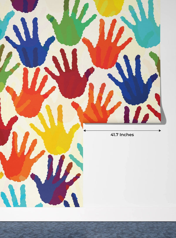 Colorful Hands Wallpaper, Seamless Mural, Oversized Custom Size Wall Art, Non - Woven, Non - Adhesive, Modern Wall Paper, Removable - Adawall Wallpaper - Registered Trade Accounts Only, Wallpaper Wholesale Account - W77843 - Adawall Wholesale - Wallpaper Wholesaler