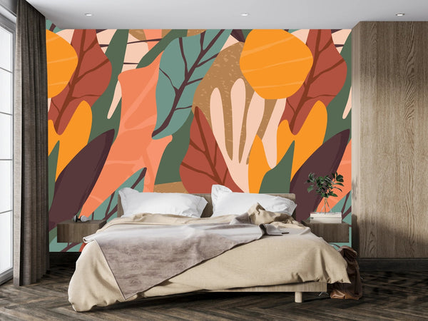 Colorful Leaves Wallpaper, Seamless Pattern Mural, Oversized Custom Size Wall Art, Non - Woven, Non - Adhesive, Modern Wall Paper, Removable - Adawall Wallpaper - Registered Trade Accounts Only, Wallpaper Wholesale Account - W77725 - Adawall Wholesale - Wallpaper Wholesaler