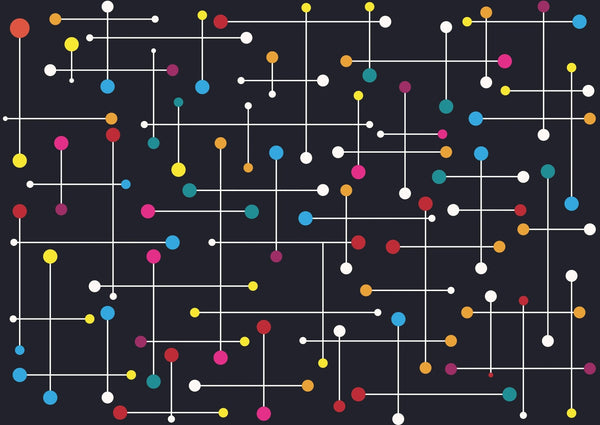 Colorful Lines, Dots Wallpaper, Black Background Mural, Oversized Custom Size Wall Art, Non - Woven, Non - Adhesive, Modern Wall Paper, Removable - Adawall Wallpaper - Registered Trade Accounts Only, Wallpaper Wholesale Account - W77633 - Adawall Wholesale - Wallpaper Wholesaler